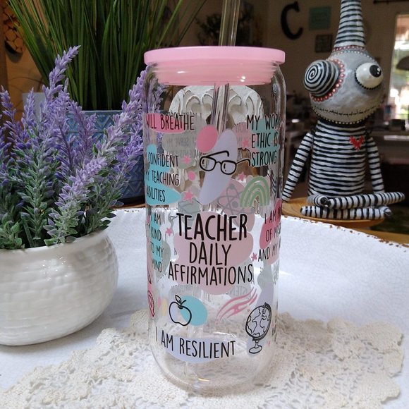 Teachers affirmations 20 oz can glass - Picture 1 of 2